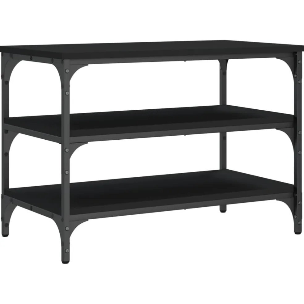 vidaXL Schoenenbankje 70x38,5x49 cm bewerkt hout zwart