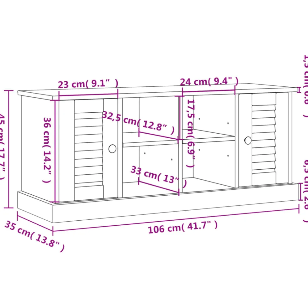 vidaXL Schoenenbank VIGO 106x35x45 cm massief grenenhout