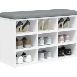 vidaXL Schoenenbank Wit 82x32x50 cm Bewerkt Hout