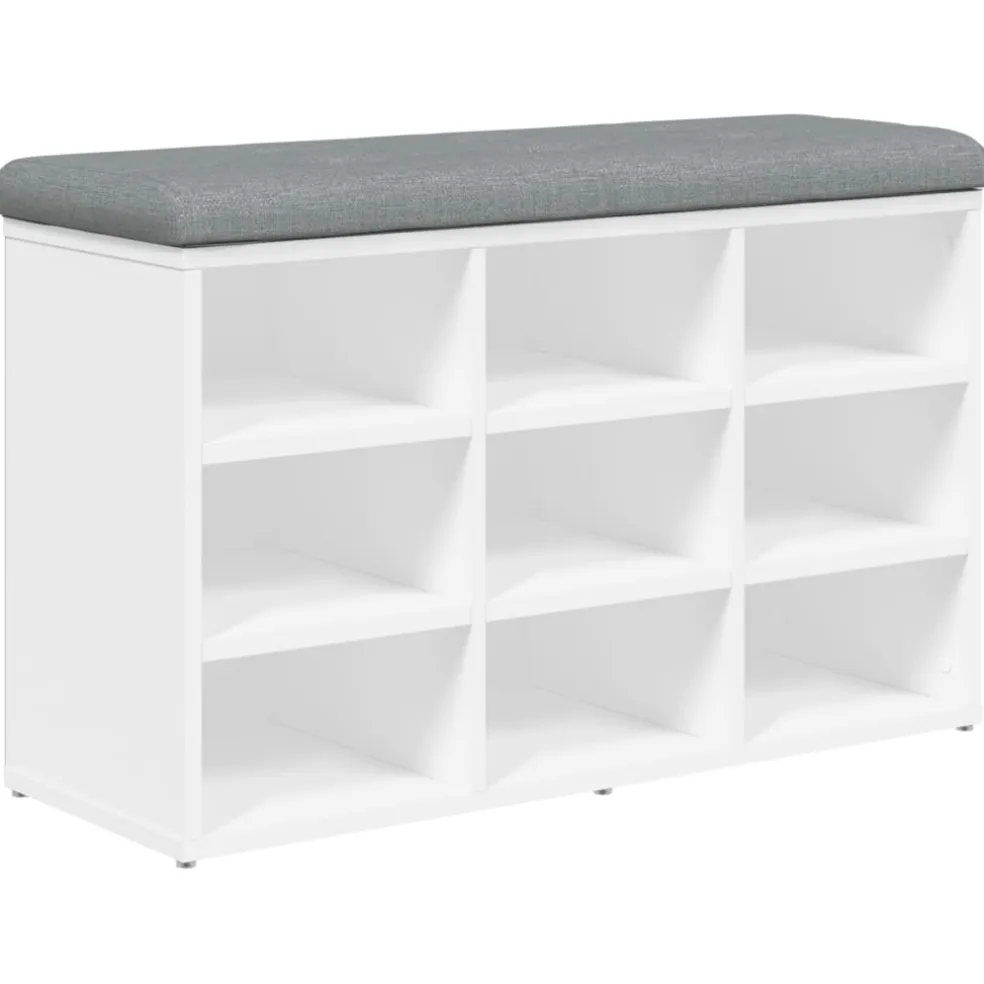 vidaXL Schoenenbank Wit 82x32x50 cm Bewerkt Hout
