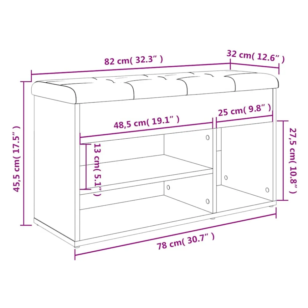 vidaXL Schoenenbank Wit 82x32x45,5 cm Bewerkt Hout