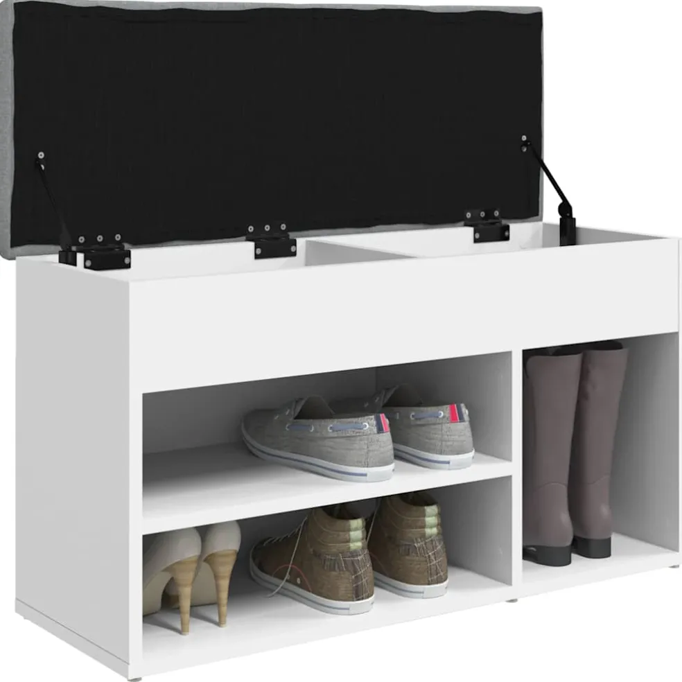 vidaXL Schoenenbank Wit 82x32x45,5 cm Bewerkt Hout