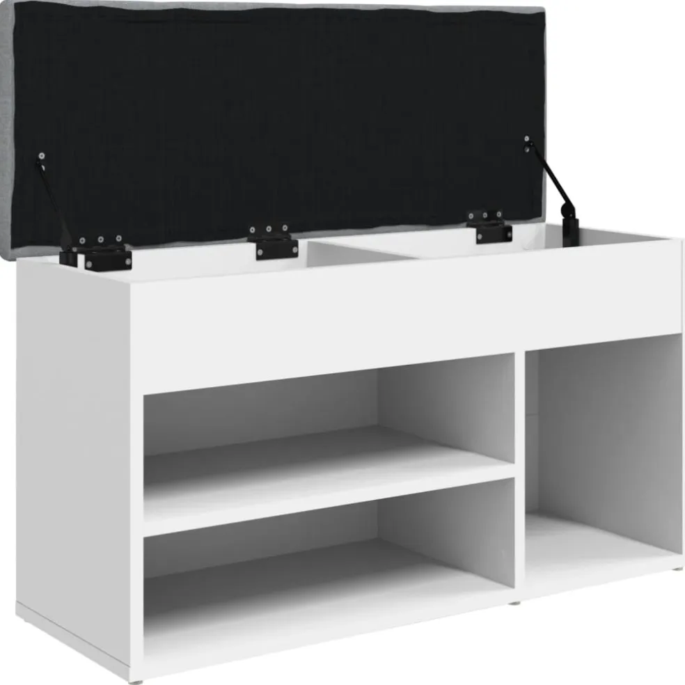 vidaXL Schoenenbank Wit 82x32x45,5 cm Bewerkt Hout