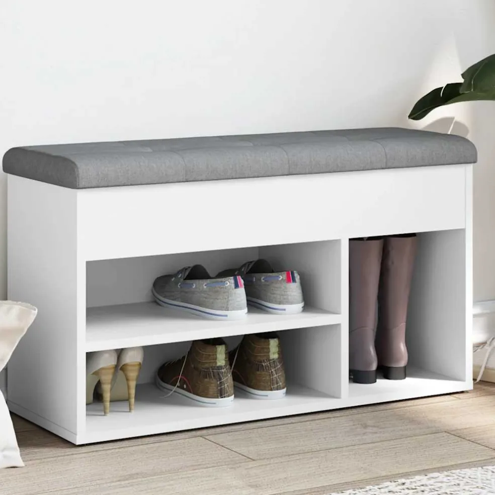 vidaXL Schoenenbank Wit 82x32x45,5 cm Bewerkt Hout