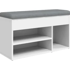 vidaXL Schoenenbank Wit 82x32x45,5 cm Bewerkt Hout
