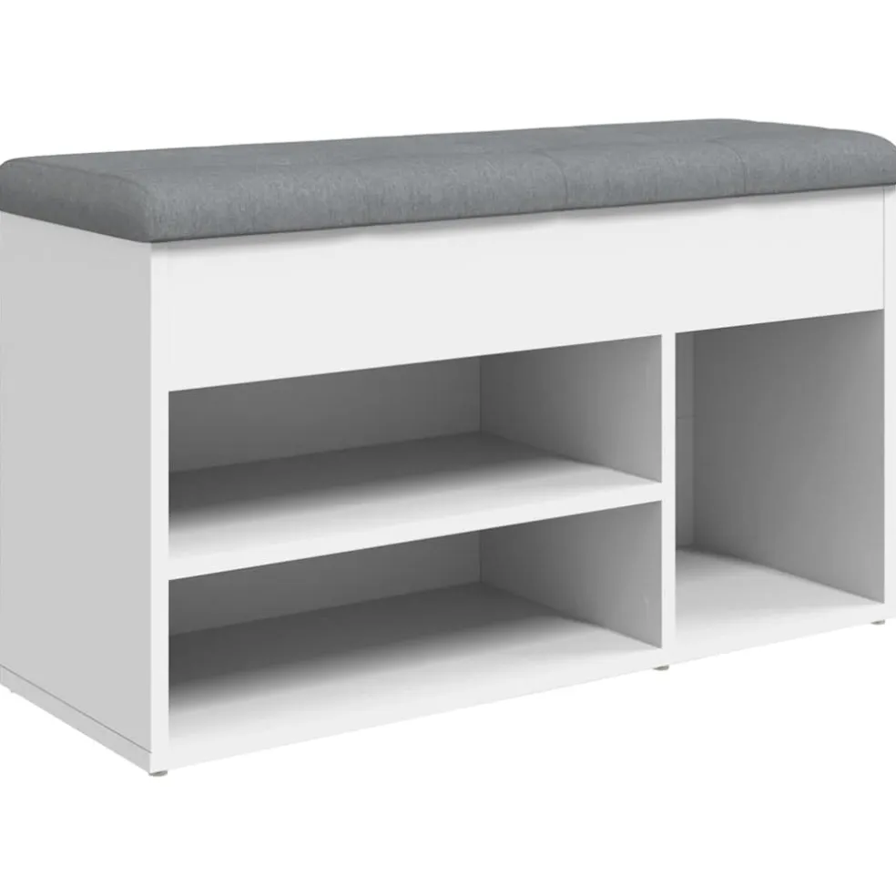 vidaXL Schoenenbank Wit 82x32x45,5 cm Bewerkt Hout