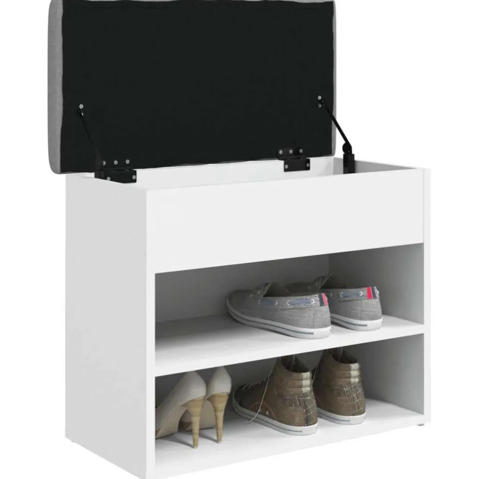 vidaXL Schoenenbank Wit 62x32x50 cm Bewerkt Hout