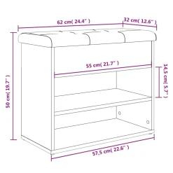 vidaXL Schoenenbank Wit 62x32x50 cm Bewerkt Hout