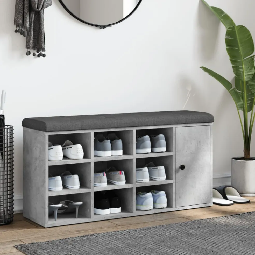 vidaXL Schoenenbank 102x32x50 cm bewerkt hout betongrijs