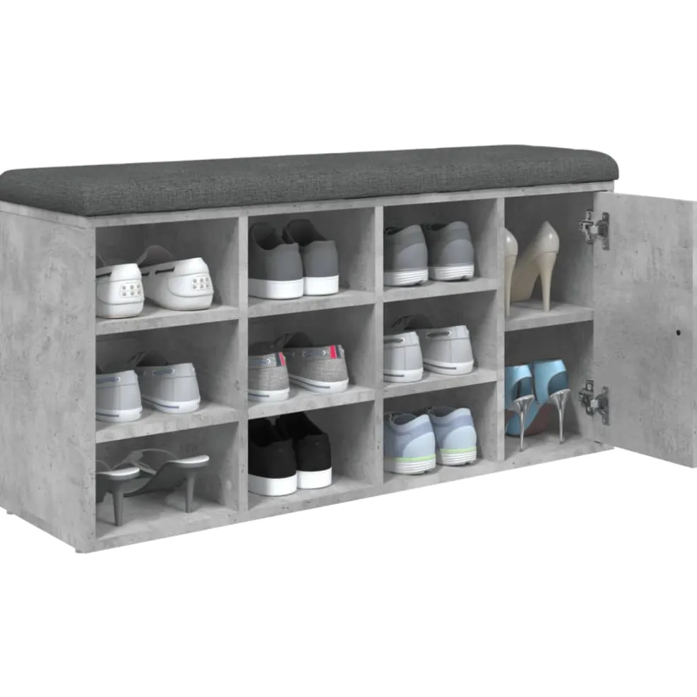 vidaXL Schoenenbank 102x32x50 cm bewerkt hout betongrijs
