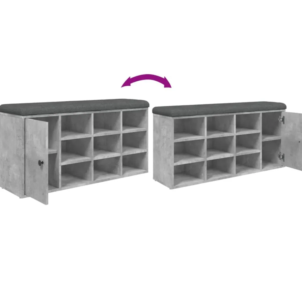 vidaXL Schoenenbank 102x32x50 cm bewerkt hout betongrijs