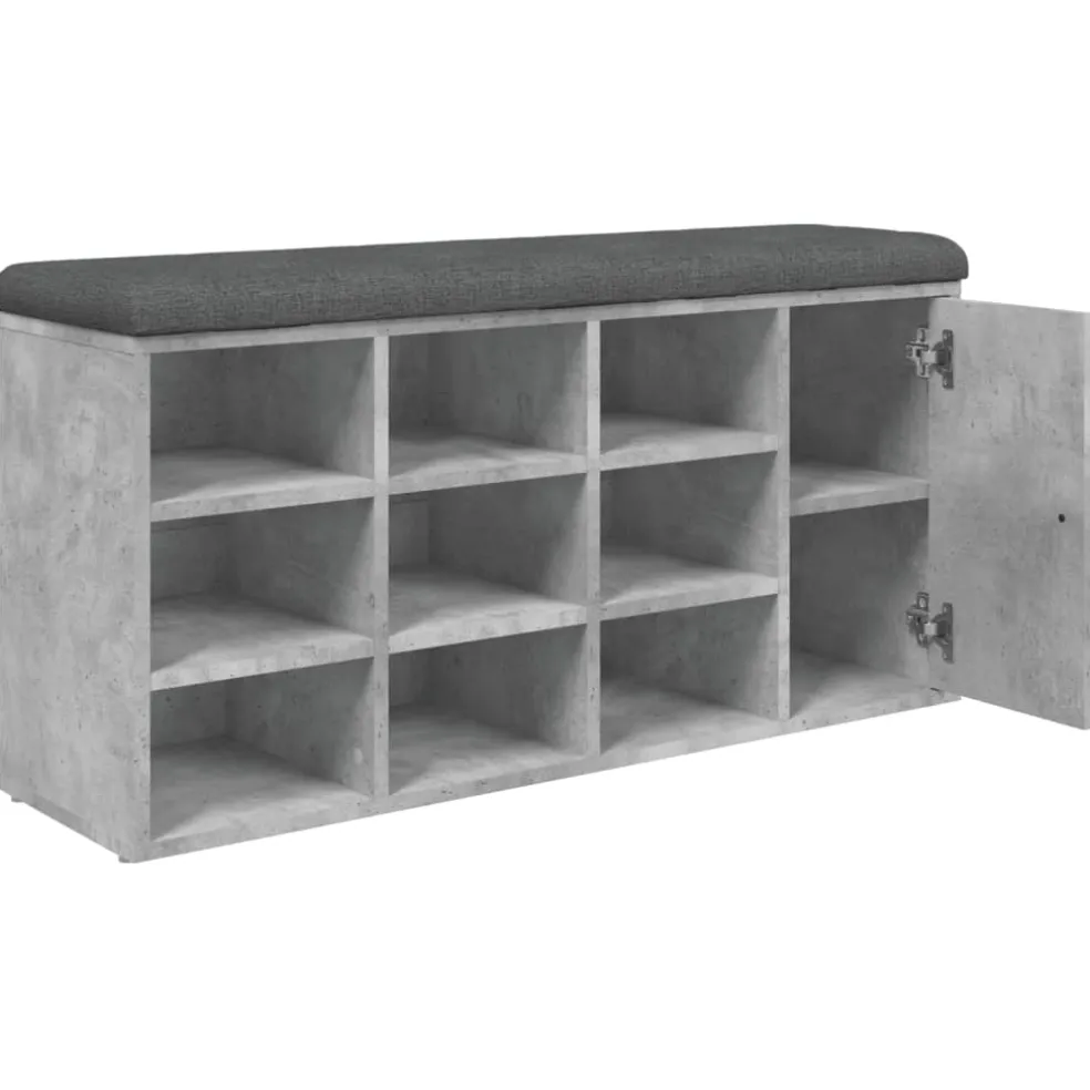 vidaXL Schoenenbank 102x32x50 cm bewerkt hout betongrijs