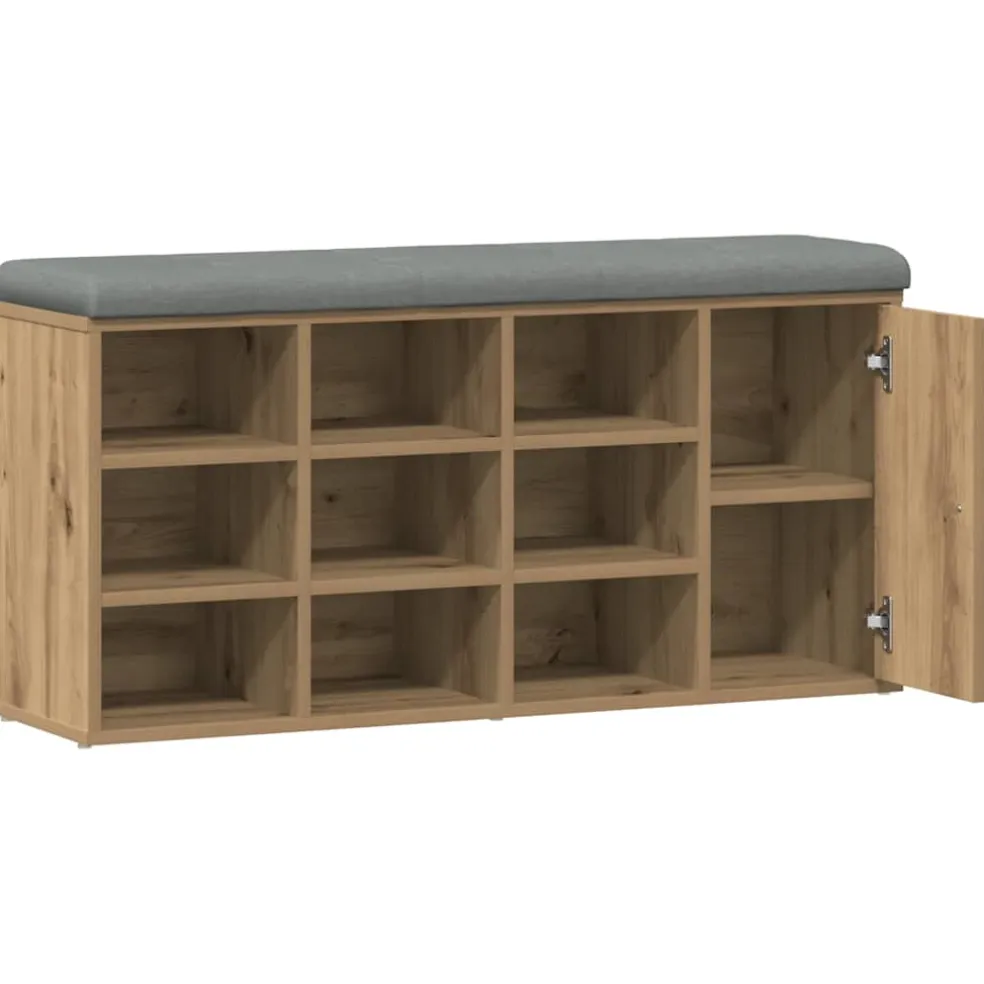 vidaXL Schoenenbank 102x32x50 cm bewerkt hout artisanaal eikenkleur
