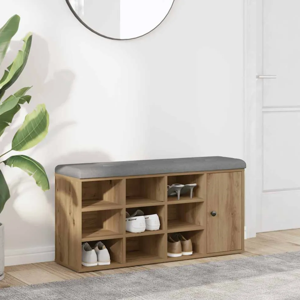 vidaXL Schoenenbank 102x32x50 cm bewerkt hout artisanaal eikenkleur