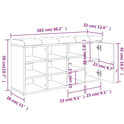 vidaXL Schoenenbank 102x32x50 cm bewerkt hout sonoma eikenkleurig