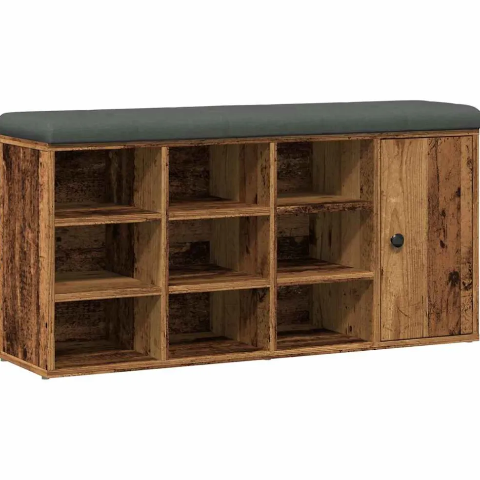 vidaXL Schoenenbank 102x32x50 cm bewerkt hout oud houtkleurig