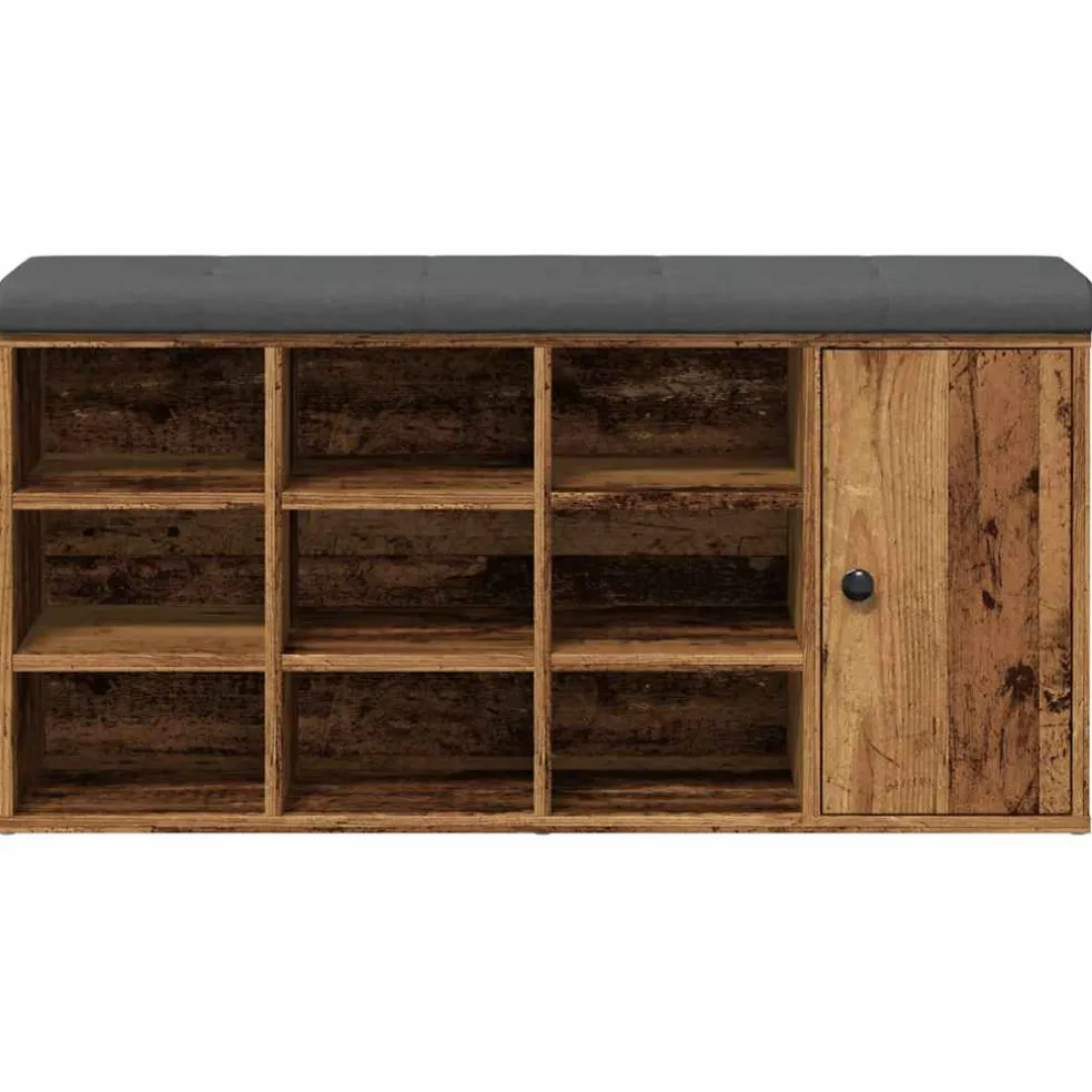 vidaXL Schoenenbank 102x32x50 cm bewerkt hout oud houtkleurig