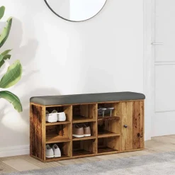 vidaXL Schoenenbank 102x32x50 cm bewerkt hout oud houtkleurig