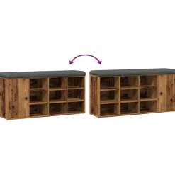 vidaXL Schoenenbank 102x32x50 cm bewerkt hout oud houtkleurig