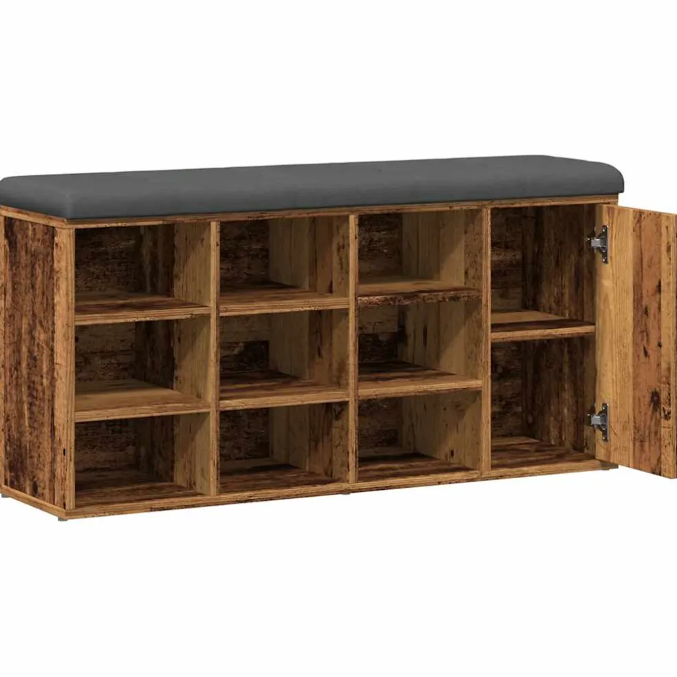 vidaXL Schoenenbank 102x32x50 cm bewerkt hout oud houtkleurig