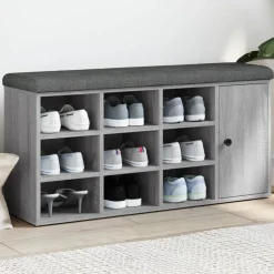 vidaXL Schoenenbank 102x32x50 cm bewerkt hout grijs sonoma eikenkleur