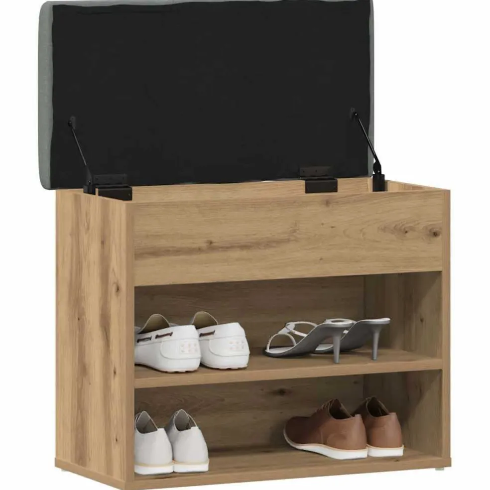vidaXL Schoenenbank 62x32x50 cm bewerkt hout artisanaal eikenkleur