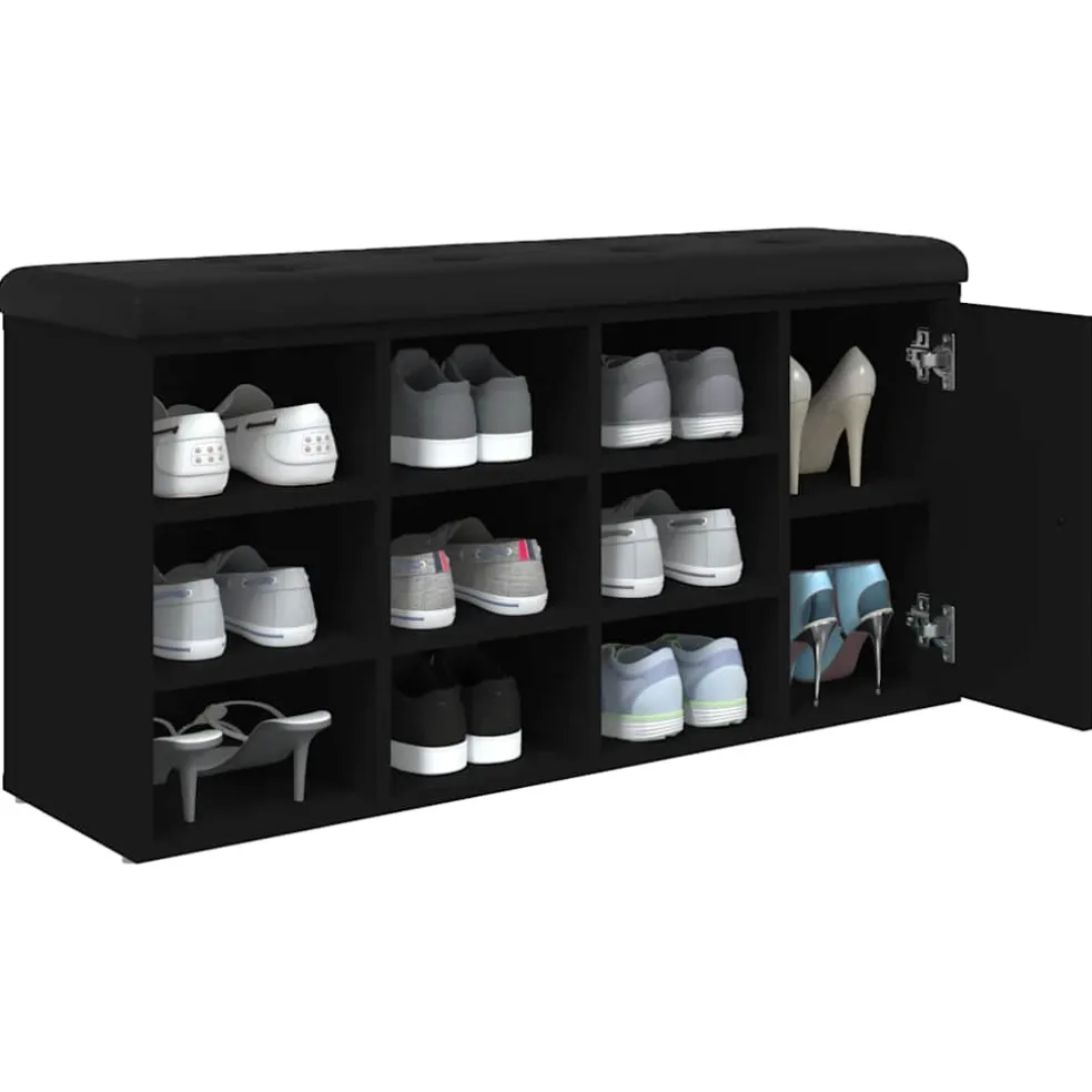 vidaXL Schoenenbank 102x32x50 cm bewerkt hout zwart