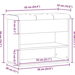 vidaXL Schoenenbank 62x32x50 cm bewerkt hout artisanaal eikenkleur
