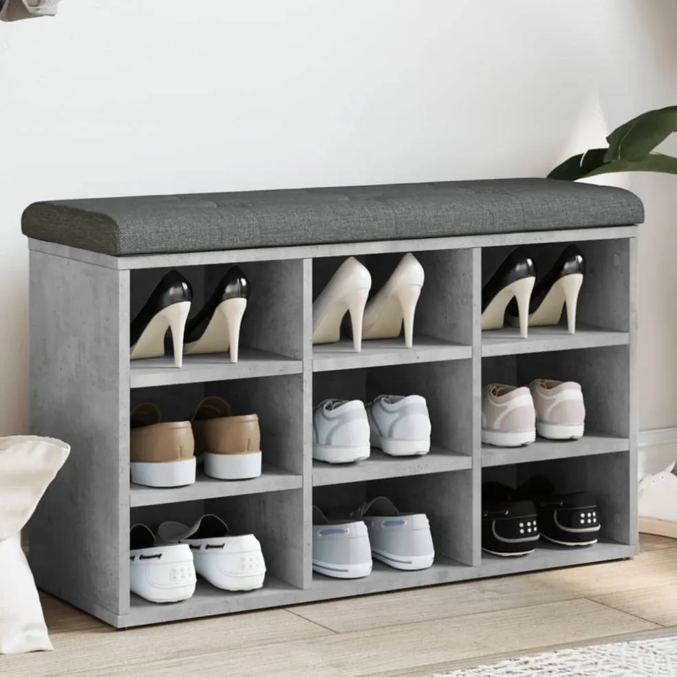 vidaXL Schoenenbank 82x32x50 cm bewerkt hout betongrijs