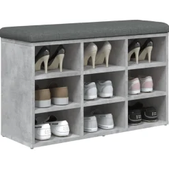 vidaXL Schoenenbank 82x32x50 cm bewerkt hout betongrijs