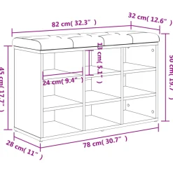 vidaXL Schoenenbank 82x32x50 cm bewerkt hout betongrijs
