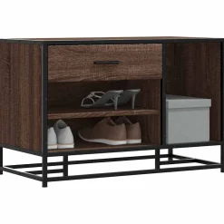 vidaXL Schoenenbank 80x40x53,5 cm bewerkt hout en metaal bruin eiken