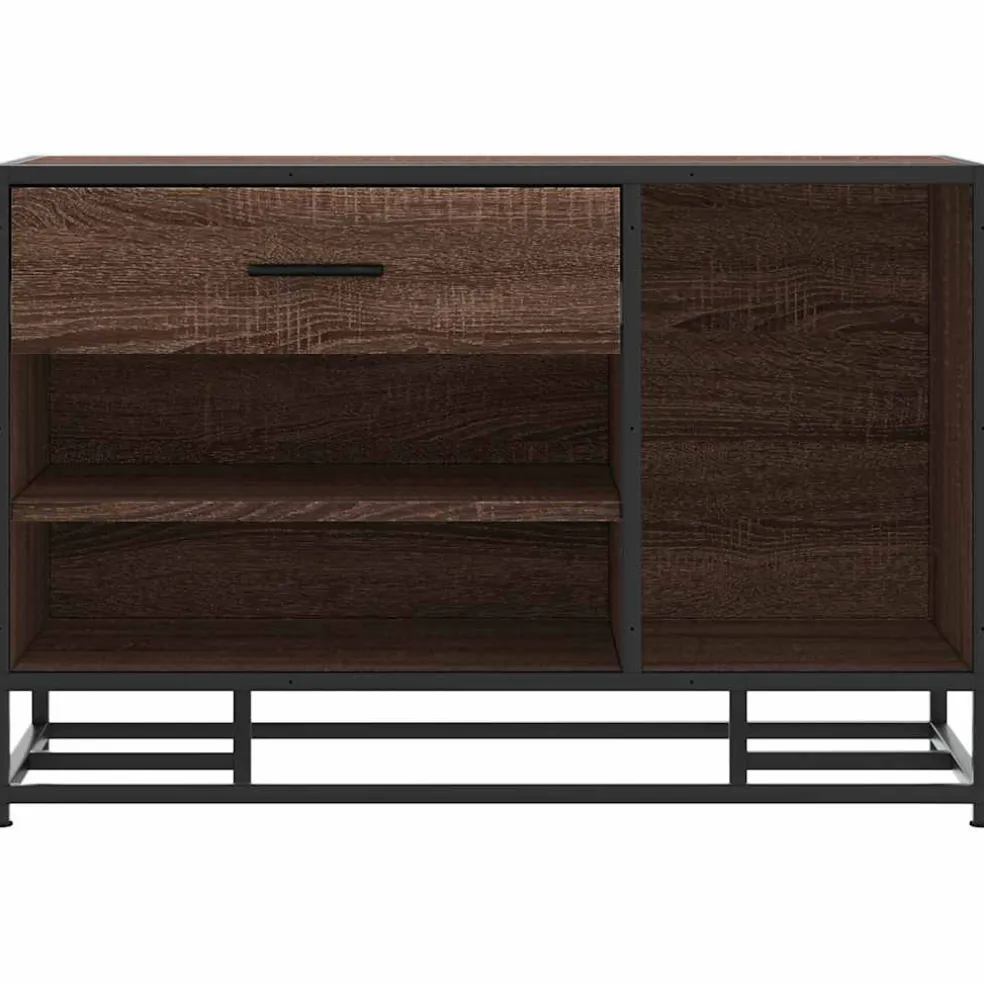 vidaXL Schoenenbank 80x40x53,5 cm bewerkt hout en metaal bruin eiken