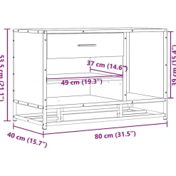 vidaXL Schoenenbank 80x40x53,5 cm bewerkt hout en metaal bruin eiken
