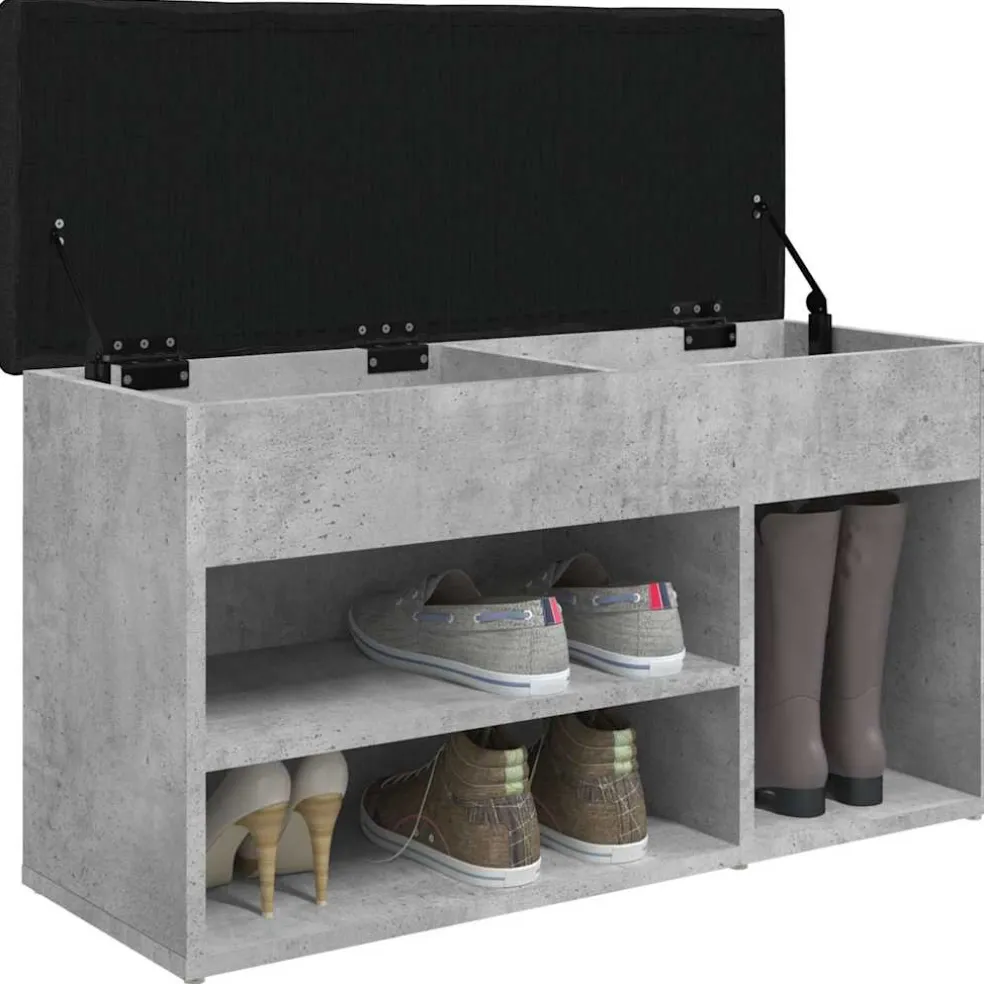 vidaXL Schoenenbank 82x32x45,5 cm bewerkt hout betongrijs