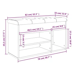 vidaXL Schoenenbank 82x32x45,5 cm bewerkt hout betongrijs