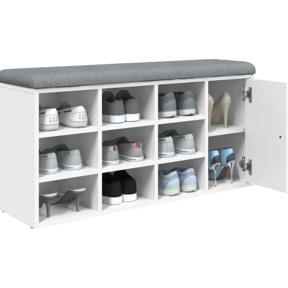 vidaXL Schoenenbank 102x32x50 cm bewerkt hout wit