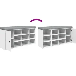vidaXL Schoenenbank 102x32x50 cm bewerkt hout wit