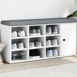 vidaXL Schoenenbank 102x32x50 cm bewerkt hout wit