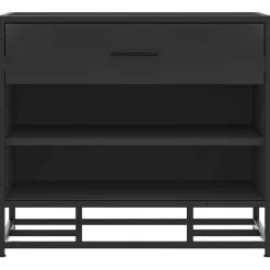 vidaXL Schoenenbank 60x40x53,5 cm bewerkt hout en metaal zwart