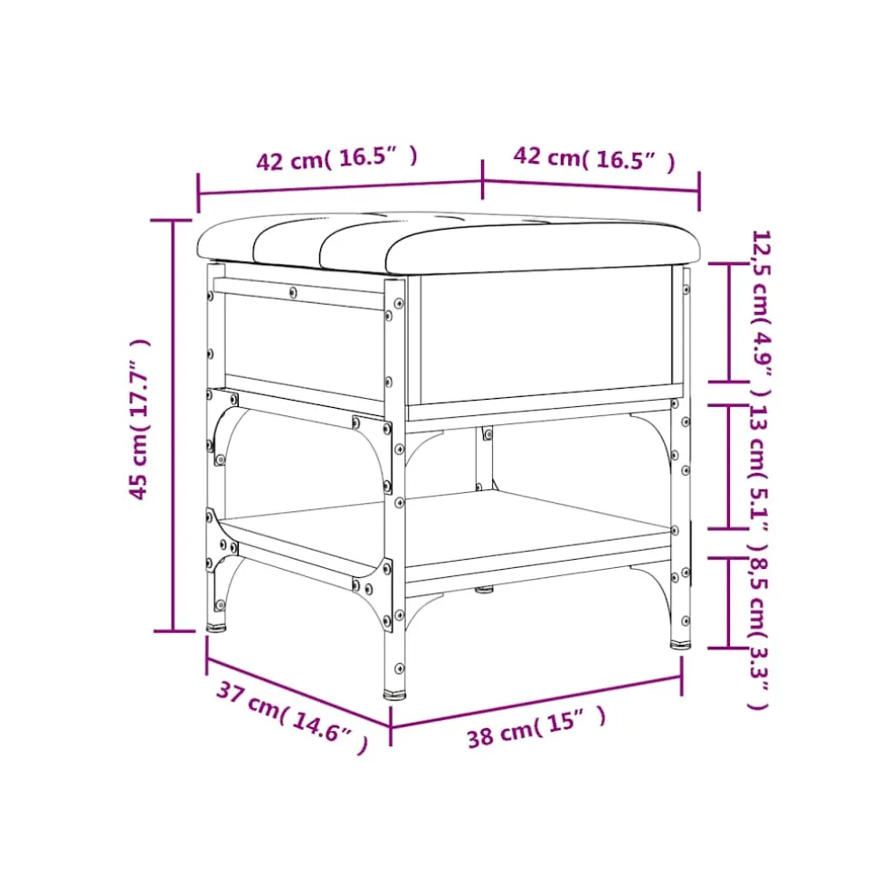 vidaXL Schoenenbank 42x42x45 cm bewerkt hout zwart