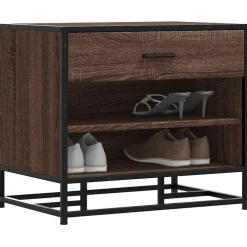 vidaXL Schoenenbank 60x40x53,5 cm bewerkt hout en metaal bruin eiken