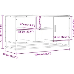 vidaXL Schoenenbank 100x40x53,5 cm bewerkt hout en metaal bruin eiken