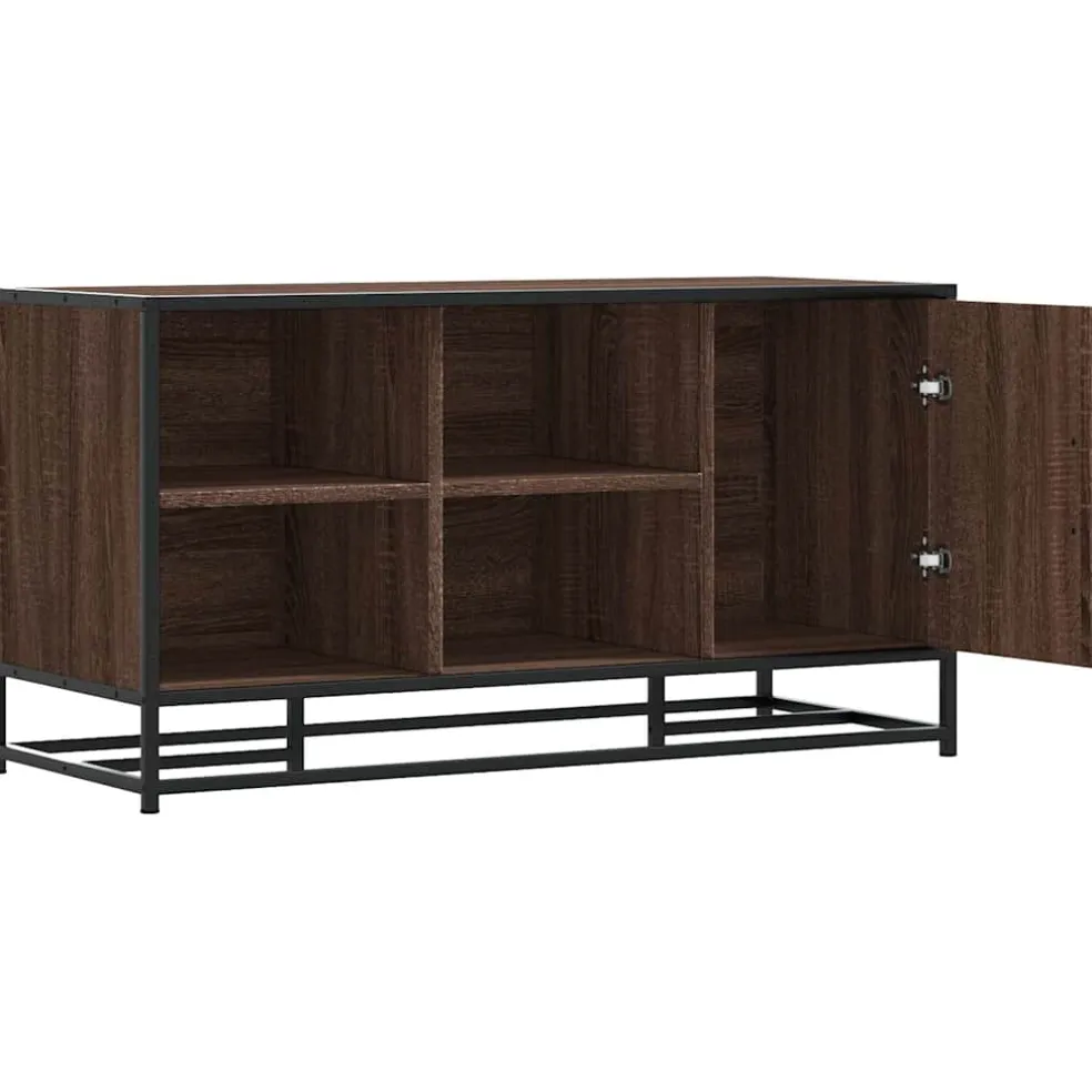 vidaXL Schoenenbank 100x40x53,5 cm bewerkt hout en metaal bruin eiken