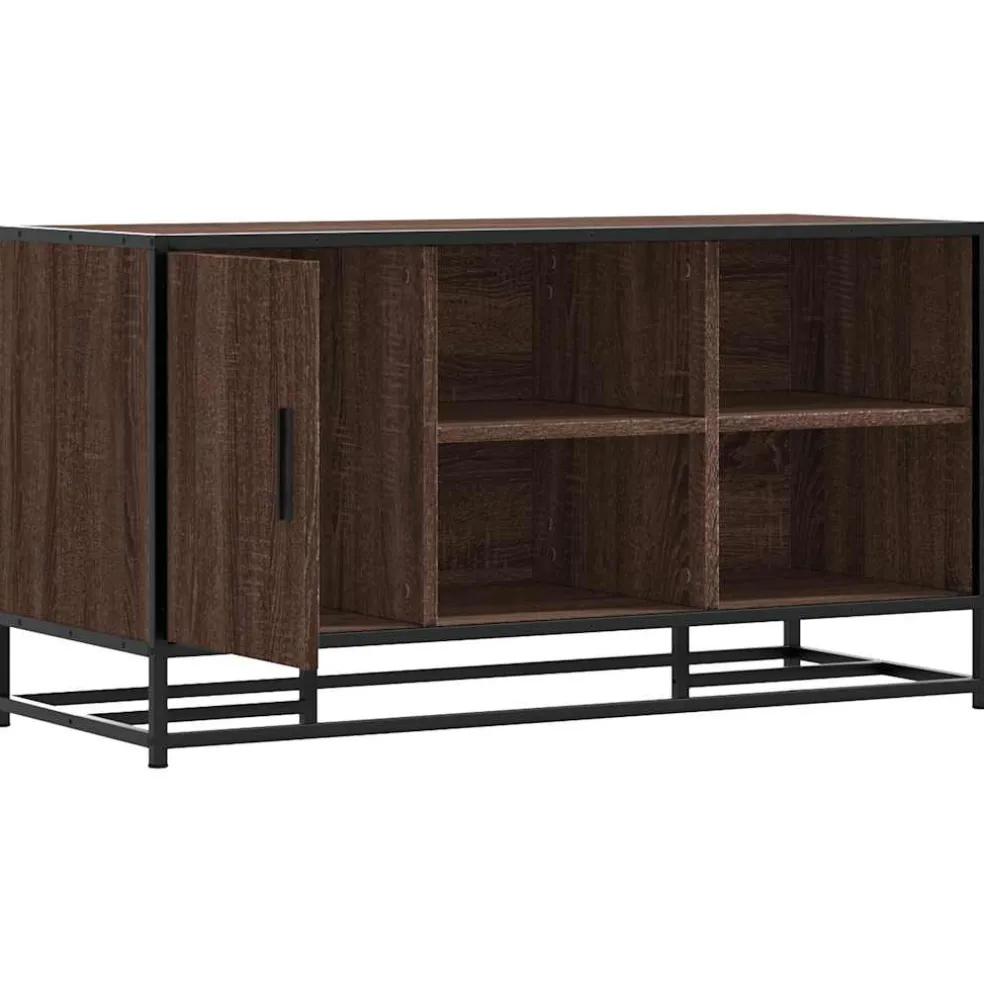 vidaXL Schoenenbank 100x40x53,5 cm bewerkt hout en metaal bruin eiken