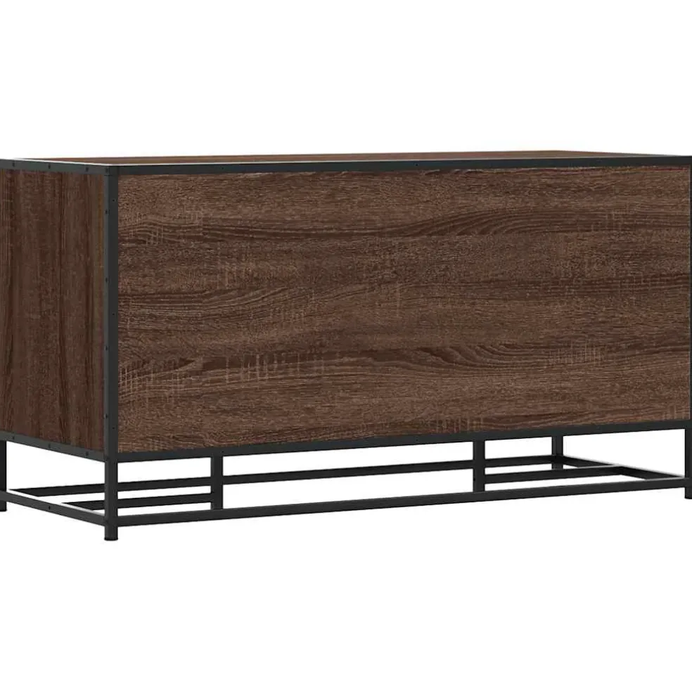 vidaXL Schoenenbank 100x40x53,5 cm bewerkt hout en metaal bruin eiken