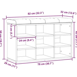 vidaXL Schoenenbank 82x32x50 cm bewerkt hout artisanaal eikenkleur