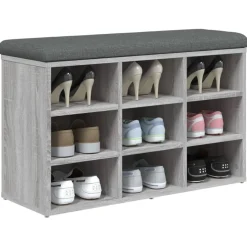 vidaXL Schoenenbank 82x32x50 cm bewerkt hout grijs sonoma eikenkleurig