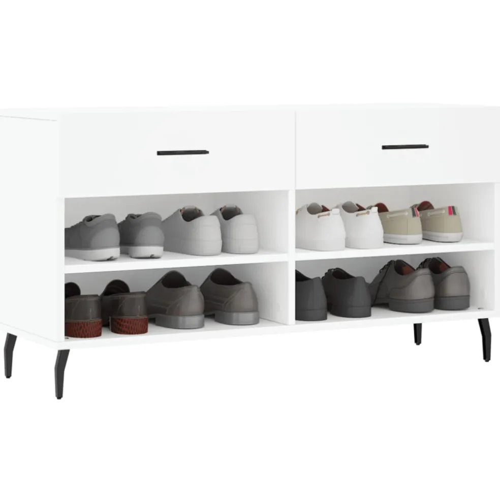 vidaXL Schoenenbank 102x35x55 cm bewerkt hout wit