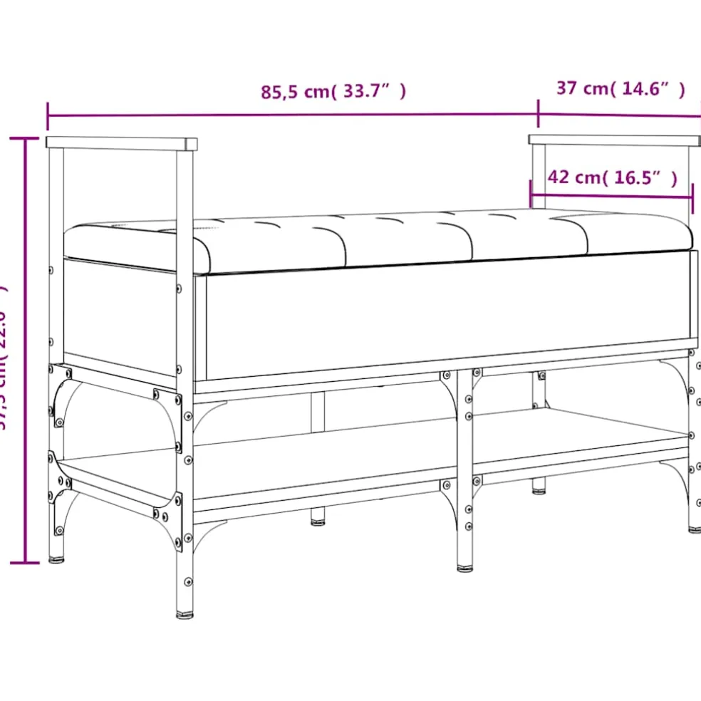vidaXL Schoenenbank 85,5x42x57,5 cm bewerkt hout grijs sonoma